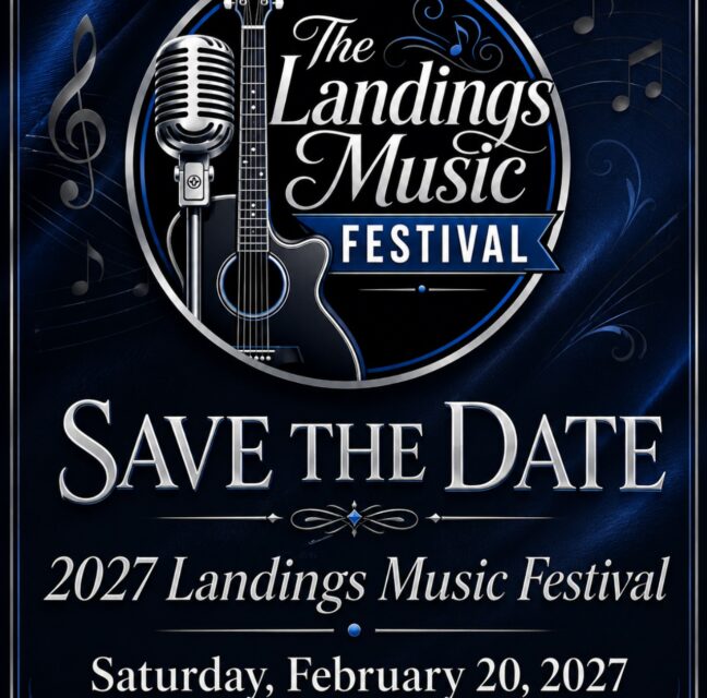 2027 Landings Music Festival save-the-date flyer for February 20, 2027